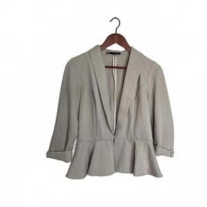 Lightweight Peplum Blazer Taupe Blazer Medium | Minimalist Light Academia
